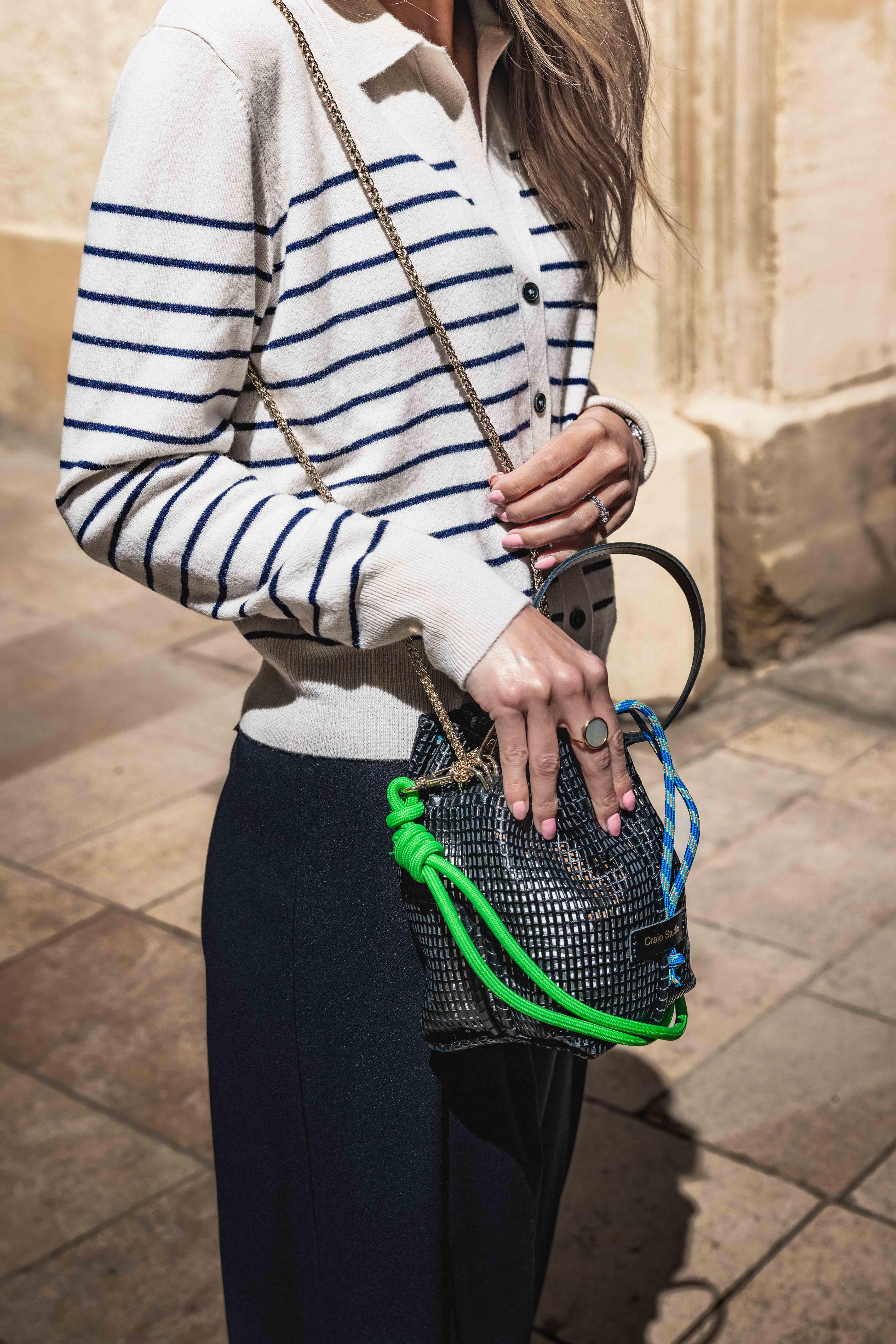 Cardigan Polo en cachemire/ laine à rayures ZENGGI