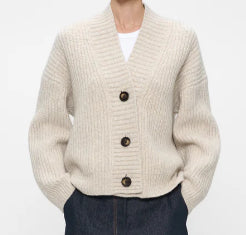 Cardigan Crème en Laine et coton ZENGGI W03-1008