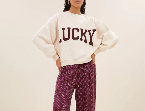 Sweat Lucky BIBI PATCHWORK SWEATER oyster melee BY BAR Dernier en XS !