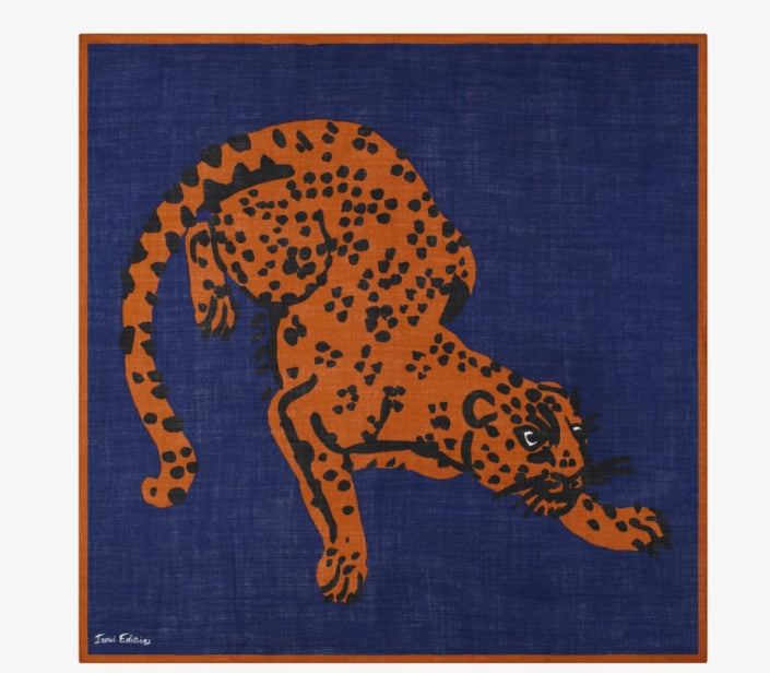 Carré 100 x 100 FELINE Bleu Inoui Editions