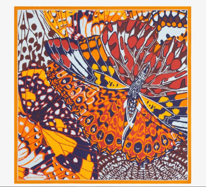 Carré 65 x 65 PAPILLONS Orange Inoui Editions