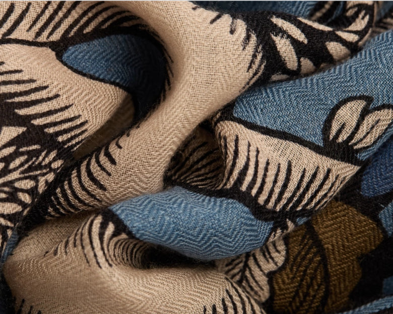 Étole 55 x 190 PANTHÈRE Bleu Inoui Editions