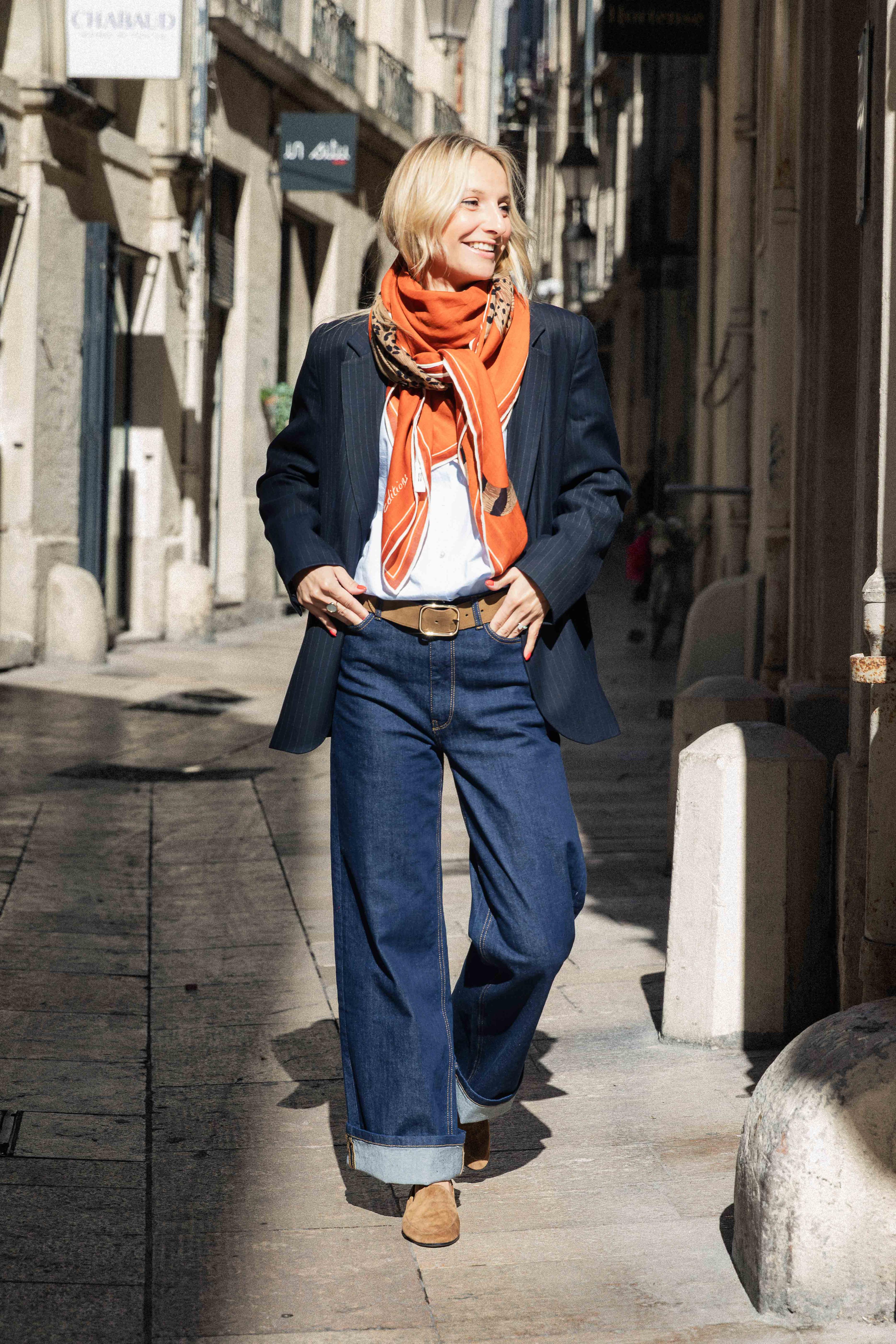 Blazer bleu à fines rayures BY BAR JILL PINSTRIPE