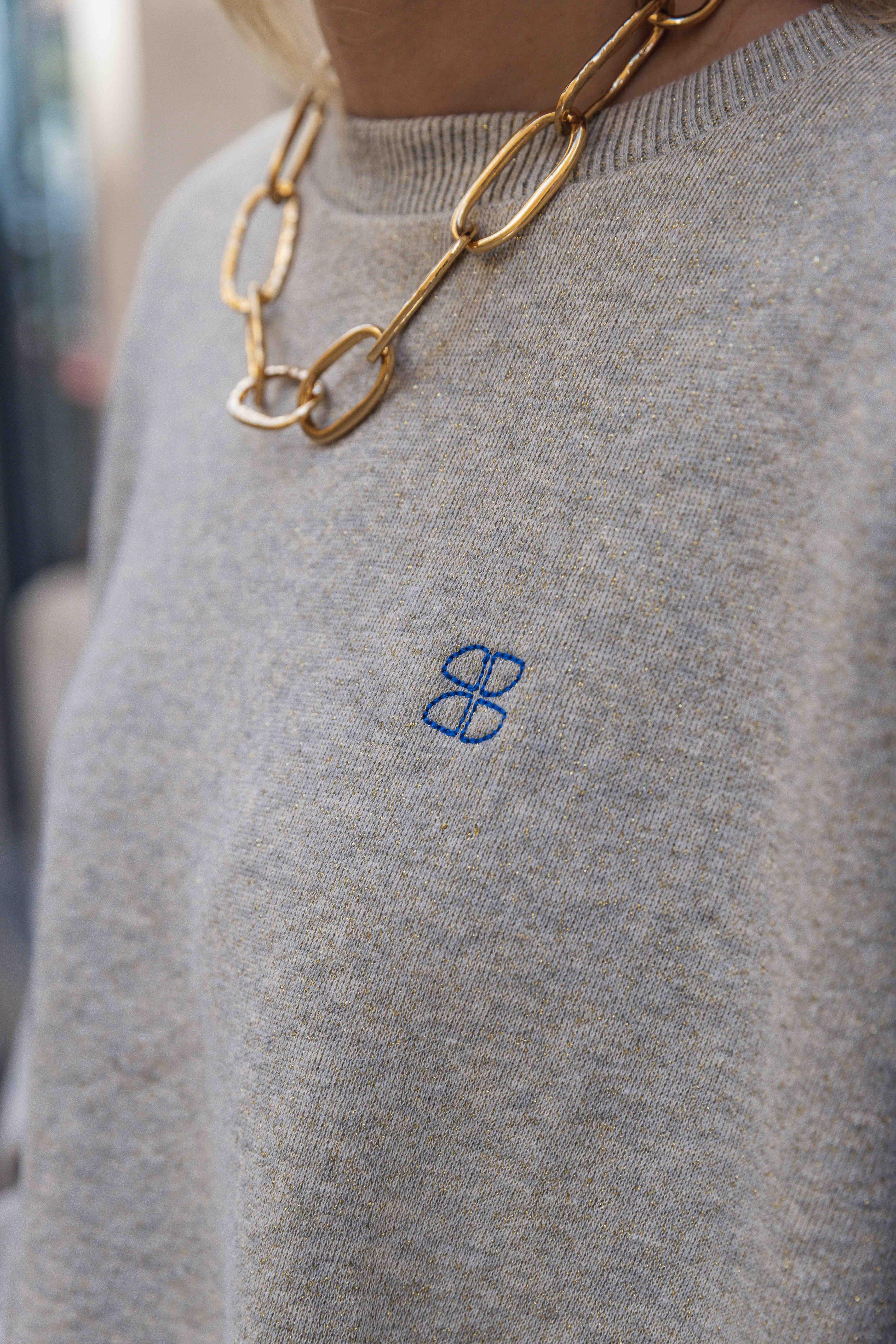 Sweat beige pailleté BODIL SPARKLE SWEATER BY BAR