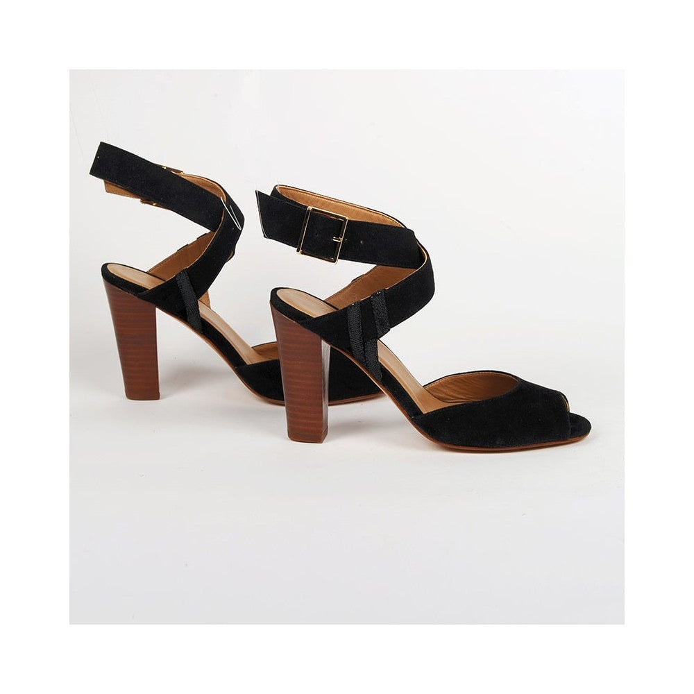 Sandale à talon PRATO noir ou rouille AMESKA Dernières !