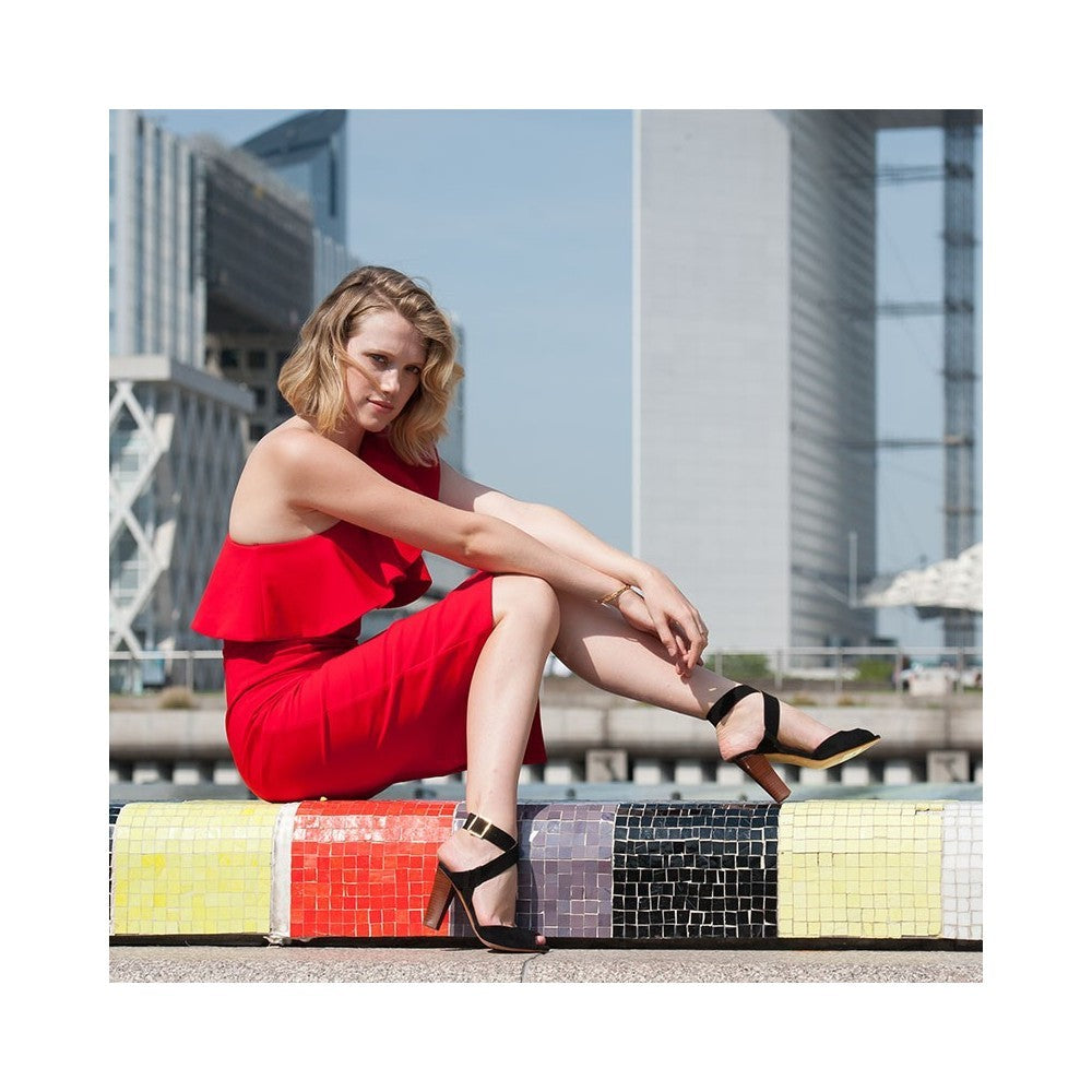 Sandale à talon PRATO noir ou rouille AMESKA Dernières !