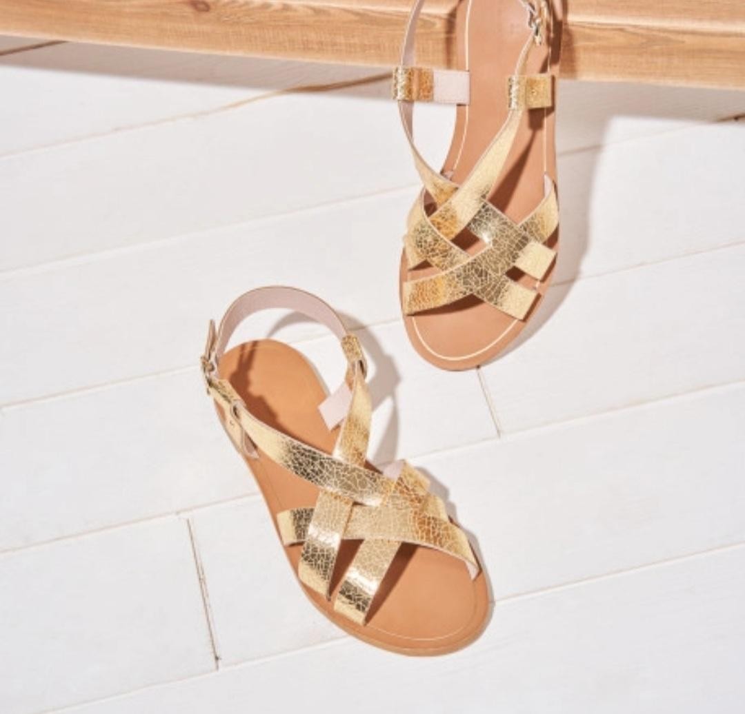 Sandales Lisa cuir craquelé doré ODAJE ex M. Moustache Reste 39 !