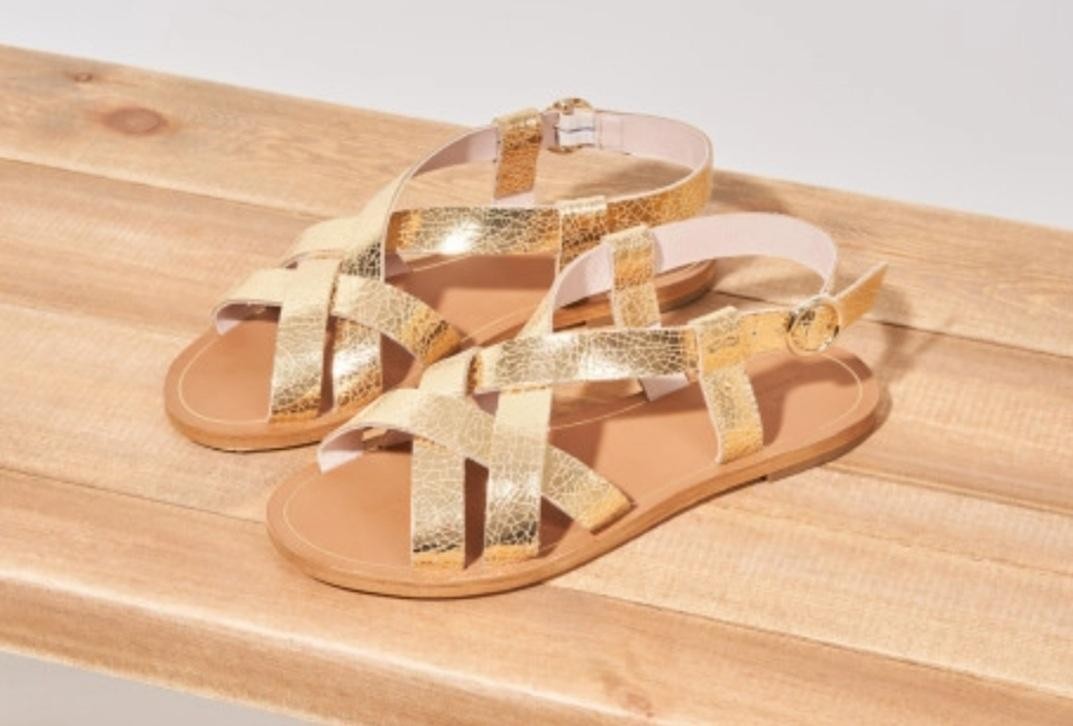 Sandales Lisa cuir craquelé doré ODAJE ex M. Moustache Reste 39 !