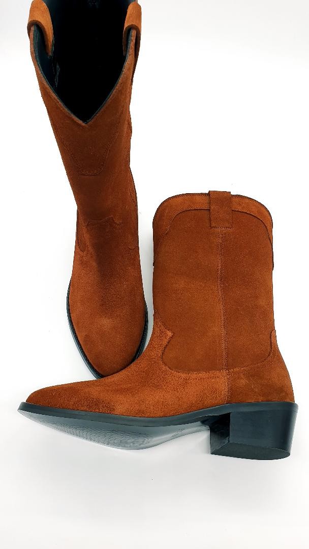 Botte SIGRID en veau velours cigare (marron) ANAKI