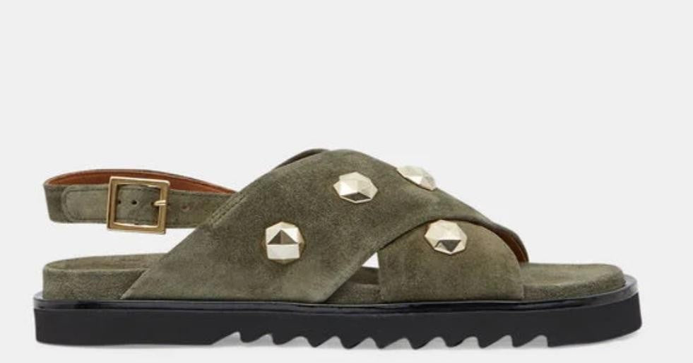 Sandale A 1574 Suède Army (Kaki) Studs dorés BILLI BI Reste 36 !