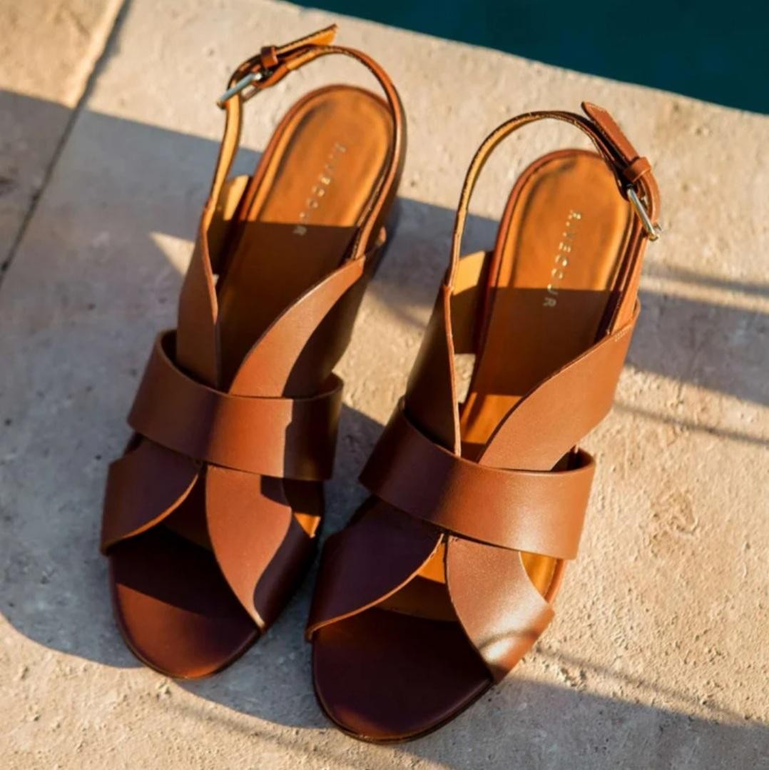 Sandale N° 551 cuir Cognac RIVECOUR Dernière en 36 !!