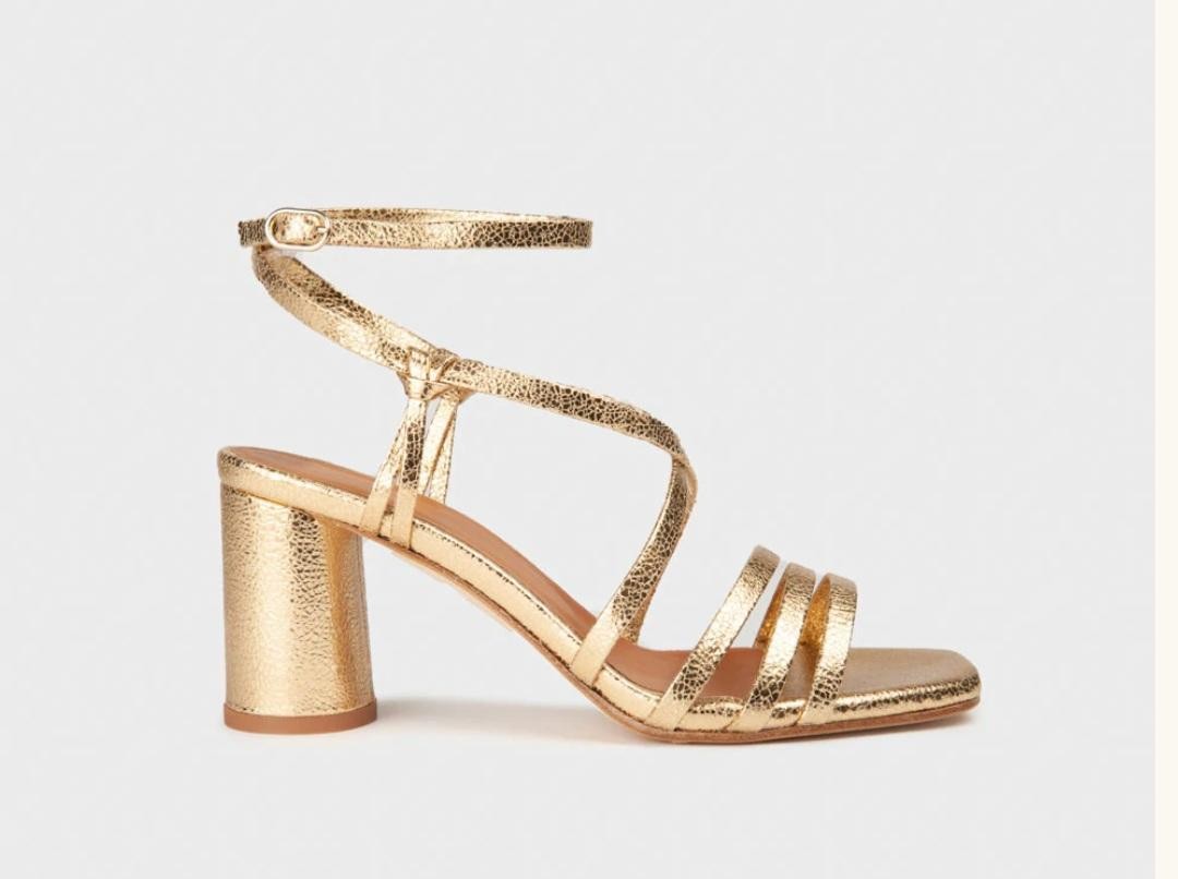 Sandale à talon CHICOREE en cuir Doré ANAKI Dernière 39 !