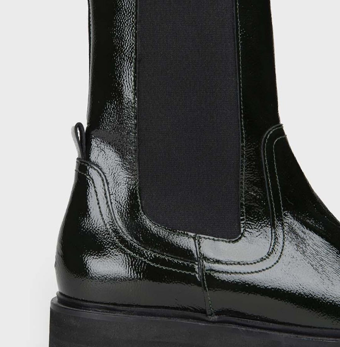 Bottine en cuir Vernis Vert JONNA ANAKI