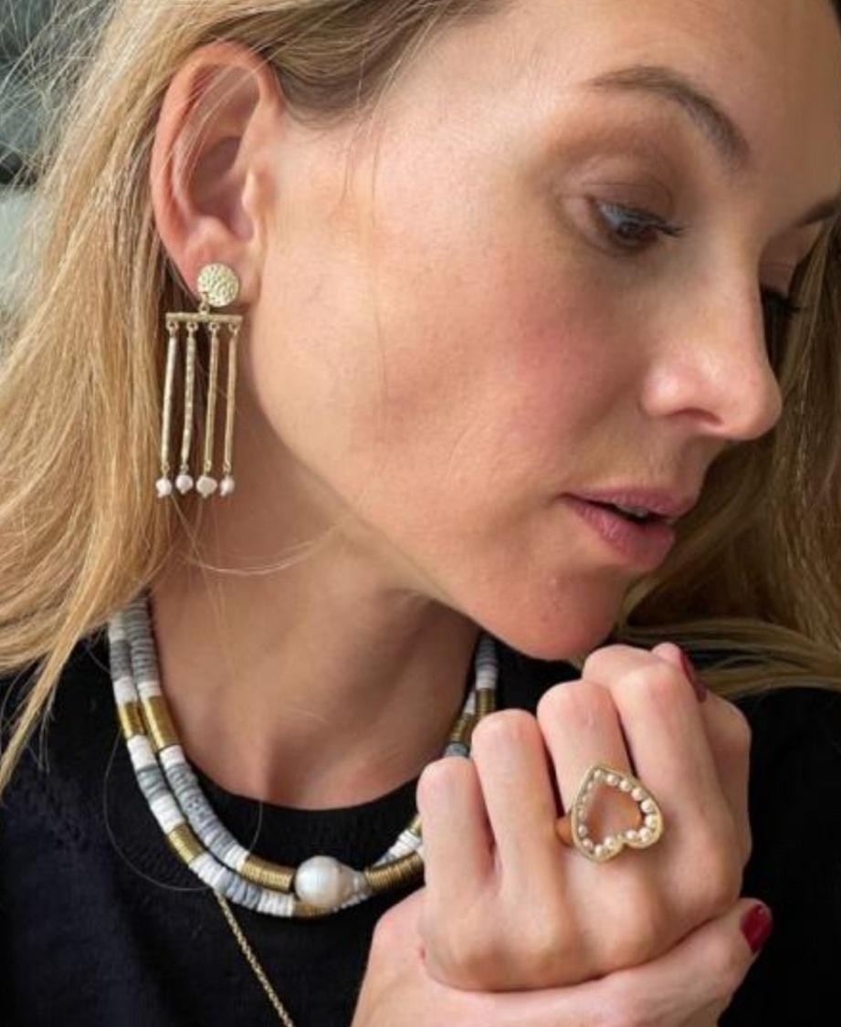 Boucles d'oreille Tiges Or Mat et perles MERIDA - Dear Charlotte