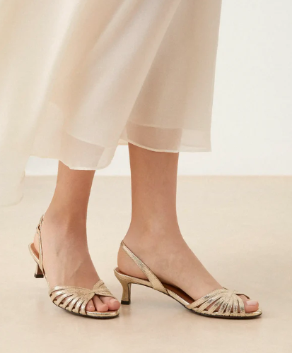 Sandale en cuir craquelé Or Blanc N° 460 Rivecour