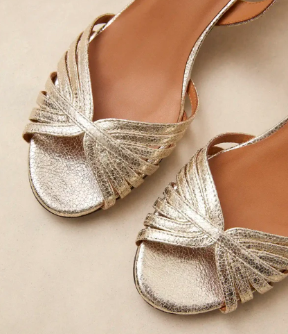 Sandale en cuir craquelé Or Blanc N° 460 Rivecour