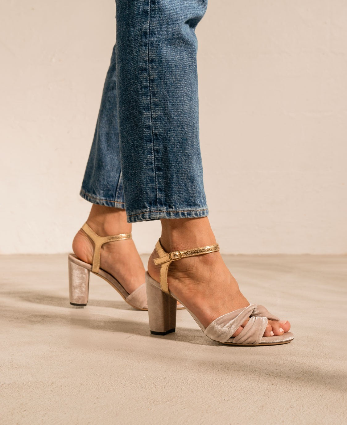 Sandale N° 440 Velours Perle Rivecour Dernières 38 !