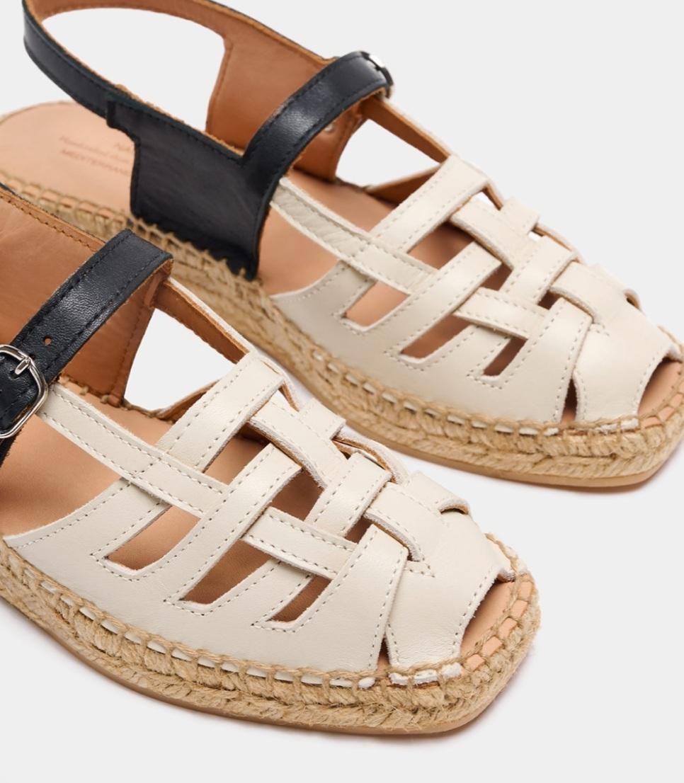 Sandale à corde THALIS Ecru Noir NAGUISA