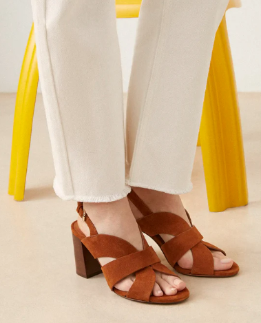 Sandale N° 55 Suède Cognac RIVECOUR