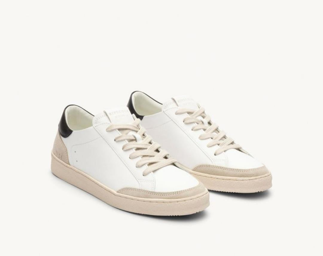 Basket N° 14 en cuir/ Blanc / Noir RIVECOUR