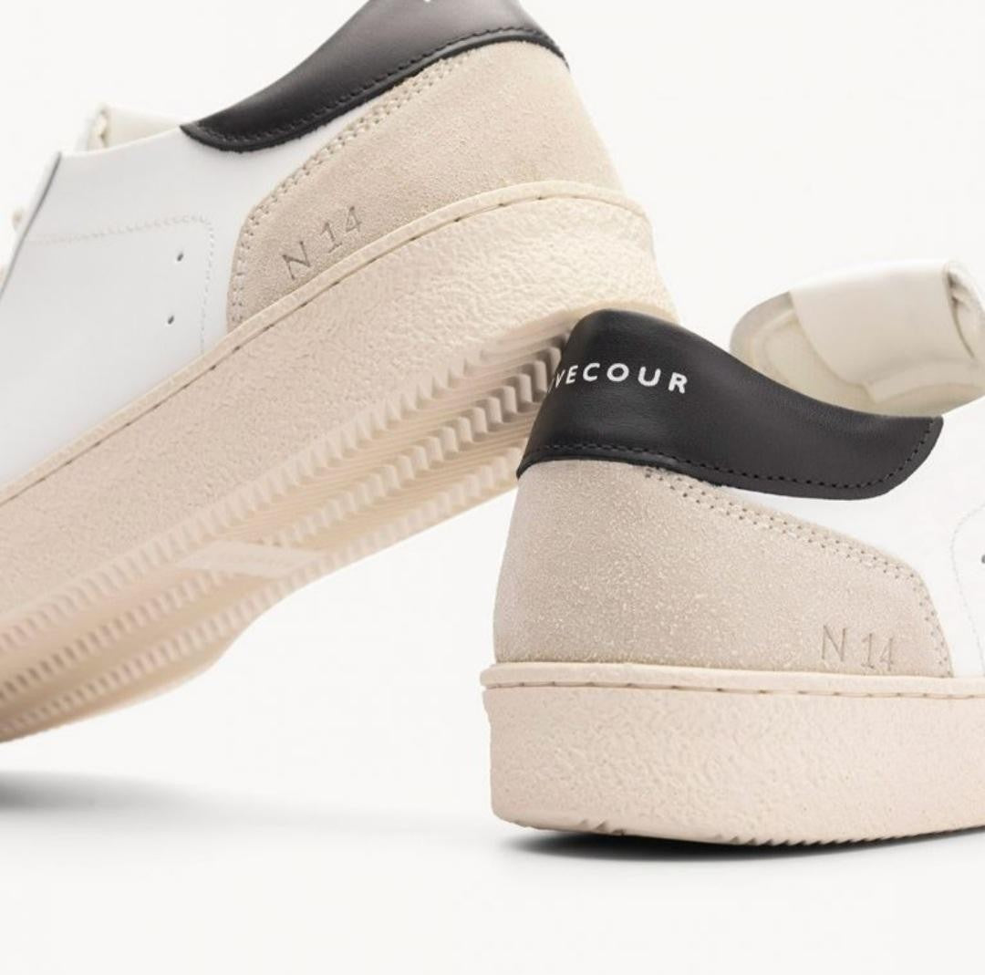 Basket N° 14 en cuir/ Blanc / Noir RIVECOUR