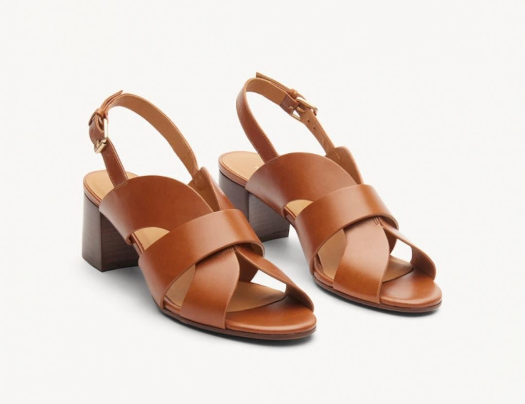 Sandale N° 551 cuir Cognac RIVECOUR Dernière en 36 !!