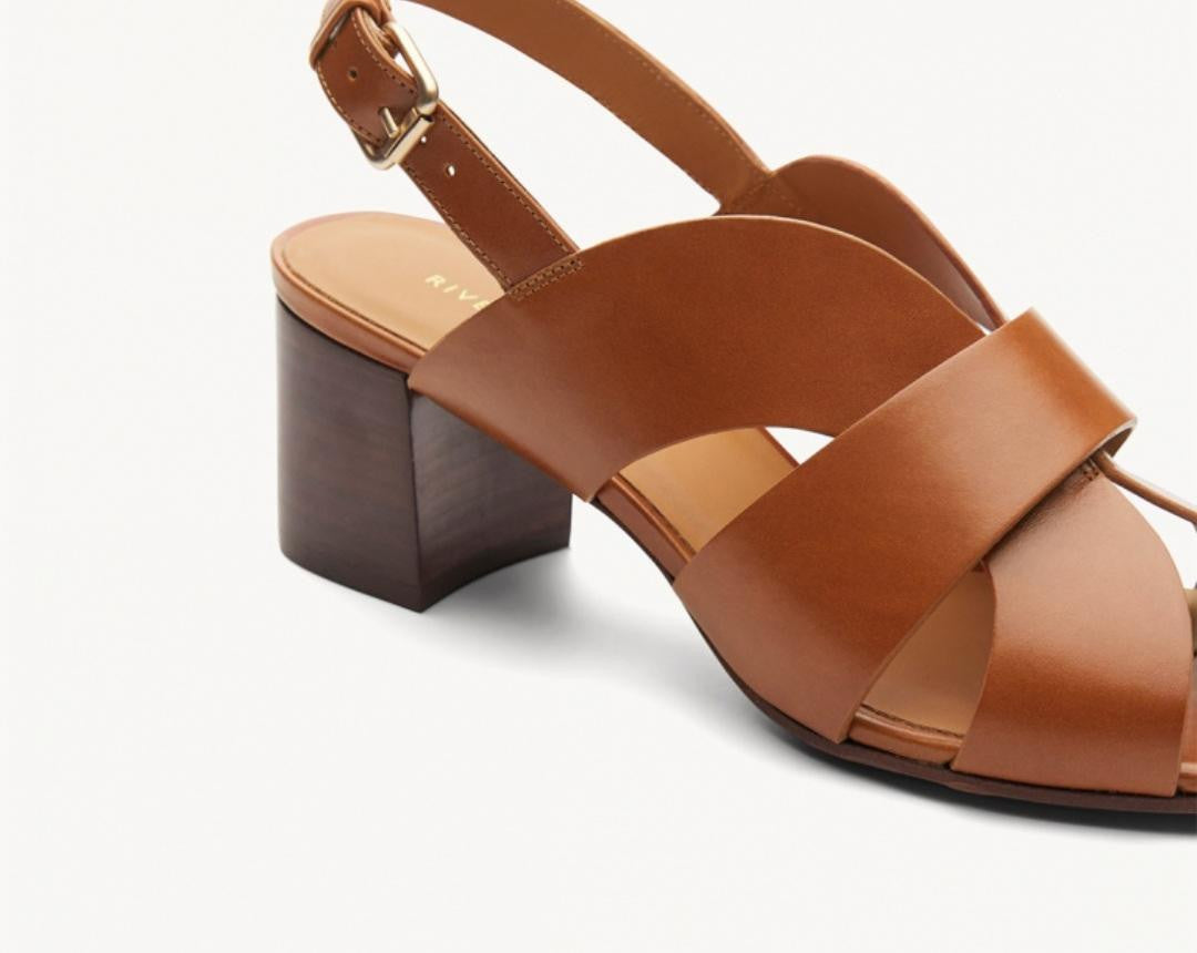 Sandale N° 551 cuir Cognac RIVECOUR Dernière en 36 !!