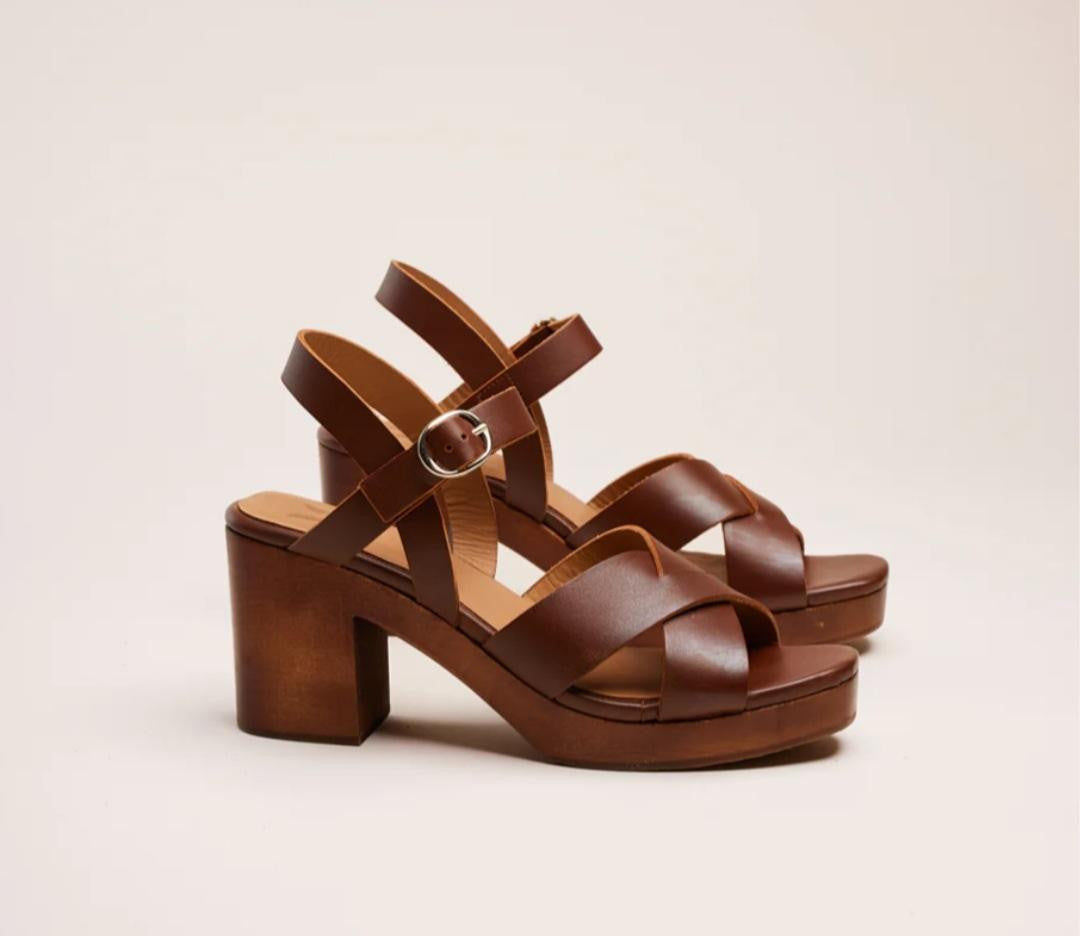 Sandale à talon VERA CUIR MARRON M MOUSTACHE Dernières en taille 40!