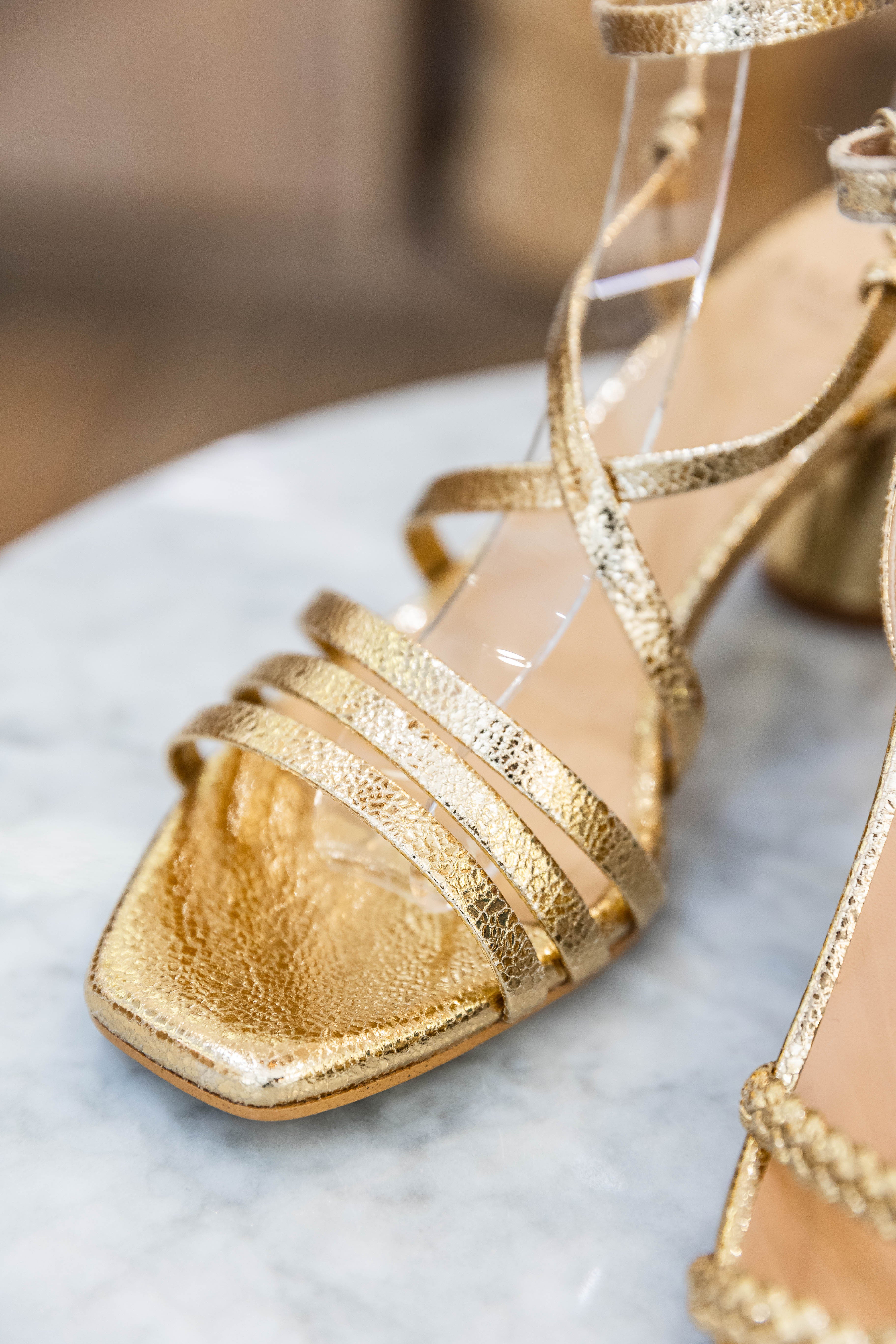 Sandale à talon CHICOREE en cuir Doré ANAKI Dernière 39 !