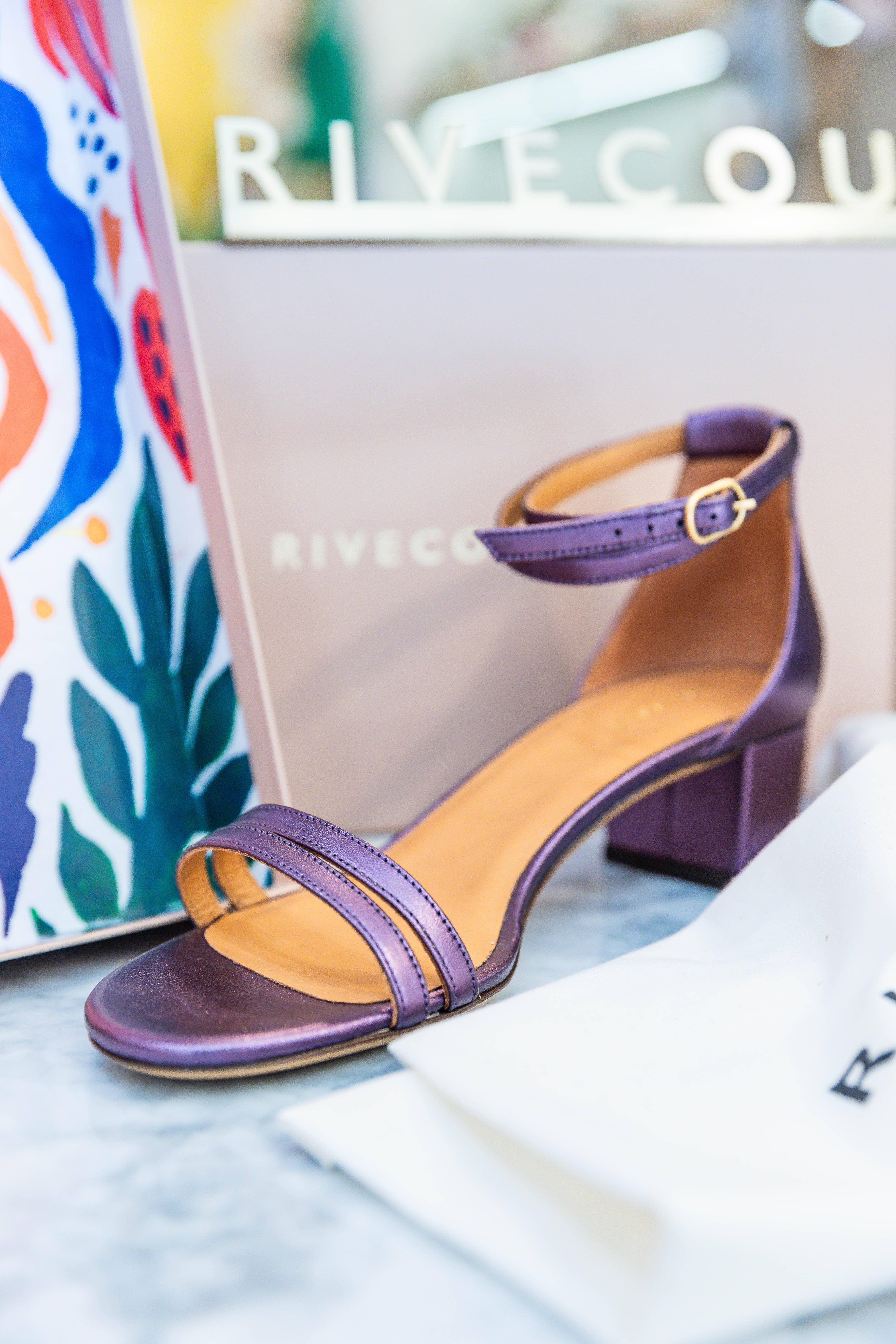 Sandale en cuir N° 466 Métallisé Parme RIVECOUR Reste 38 !