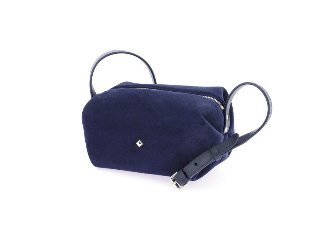 Petit sac MINI SOHNA velours Noir/ Bleu Universe HERBERT Frère Soeur