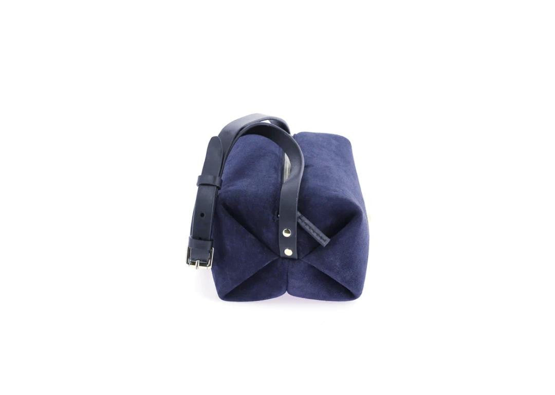 Petit sac MINI SOHNA velours Noir/ Bleu Universe HERBERT Frère Soeur