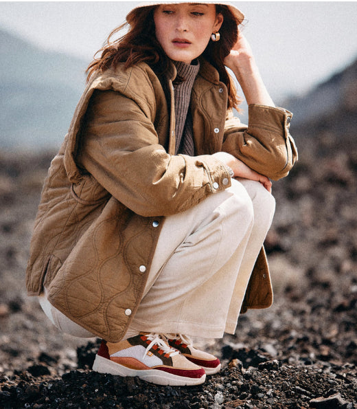 Basket Laura Bordeaux Crème Kaki ODAJE (ancien M MOUSTACHE) Reste taille 41 !