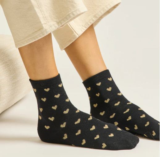 Pack de 3 Chaussettes FANTAISIE petit coeur/ noir/ doré ODAJE