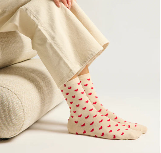 Pack de 3 Chaussettes FANTAISIE petit coeur/ bordeaux / doré ODAJE