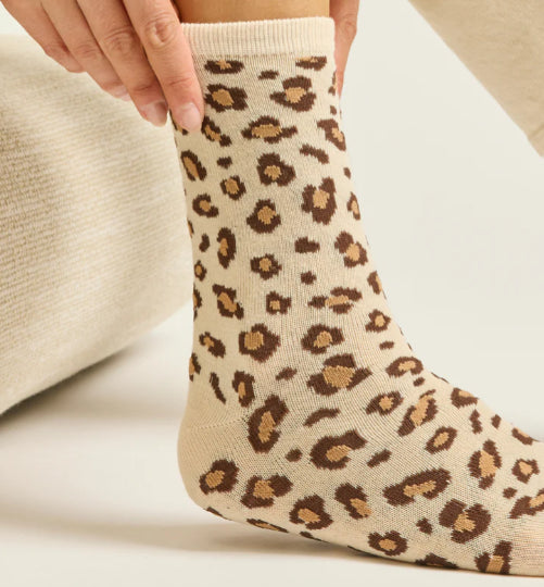 Pack de 3 Chaussettes FANTAISIE Paillettes et léopard beige ODAJE (ancien M MOUSTACHE)