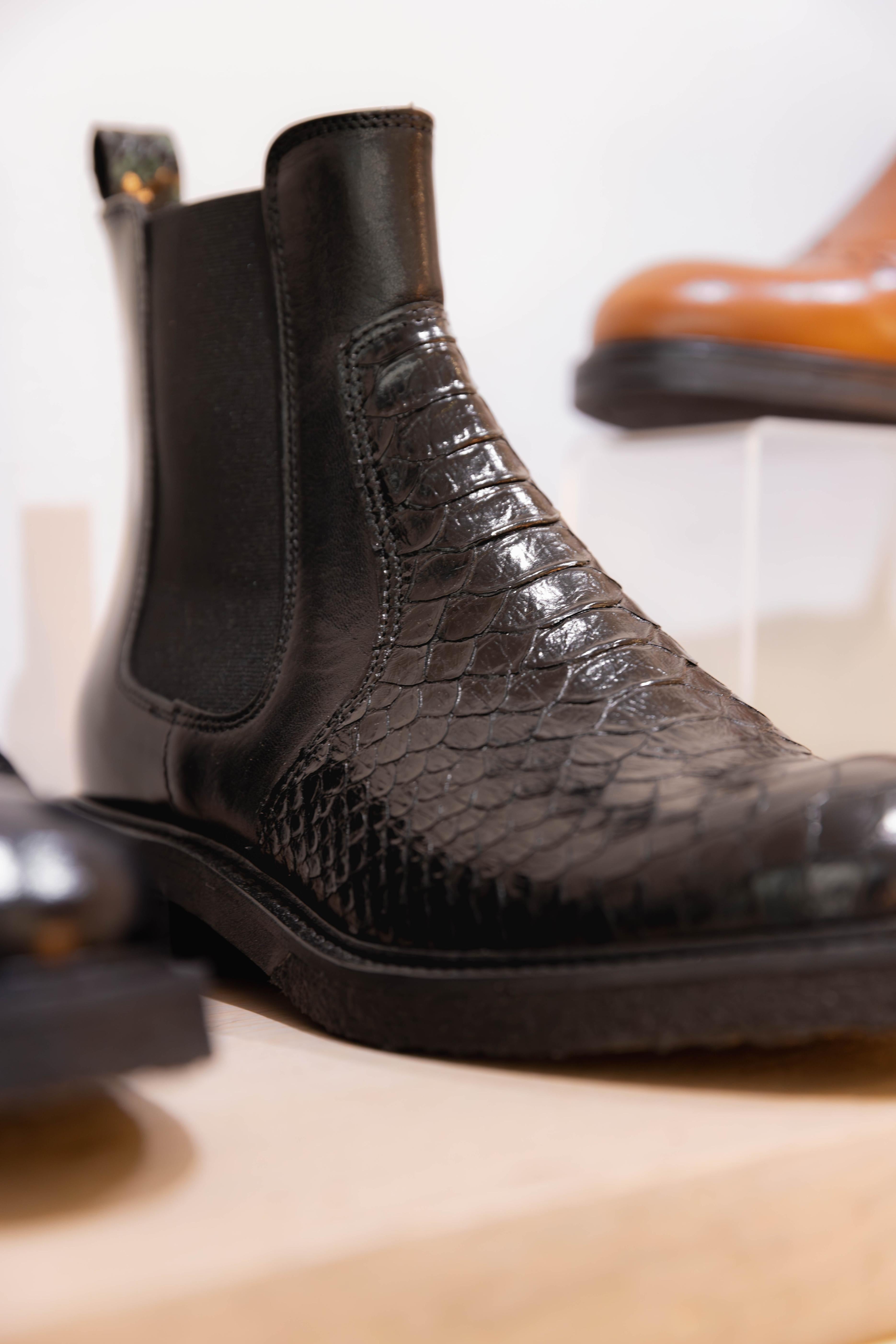 Bottine A7118 Black Python/ Black Croco BILLI BI Reste 36 !