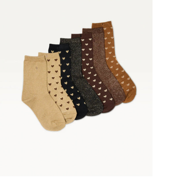 Semainier - Lot de 7 chaussettes Coeur Paillettes femme - M MOUSTACHE Dernière !