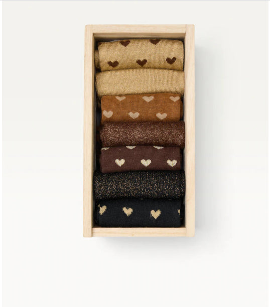 Semainier - Lot de 7 chaussettes Coeur Paillettes femme - M MOUSTACHE Dernière !