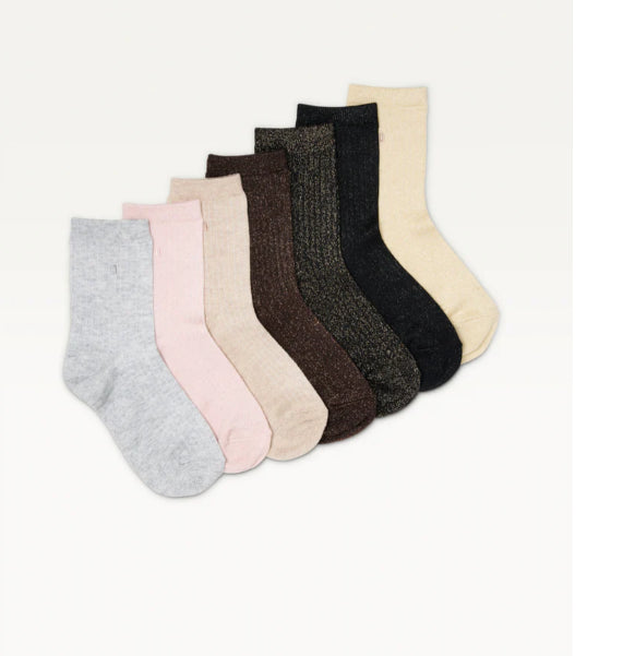 Semainier - Lot de 7 chaussettes Côtelés Paillettes femme - M MOUSTACHE
