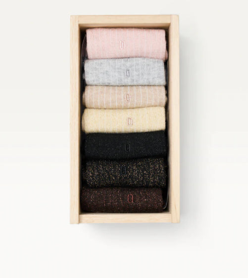 Semainier - Lot de 7 chaussettes Côtelés Paillettes femme - M MOUSTACHE