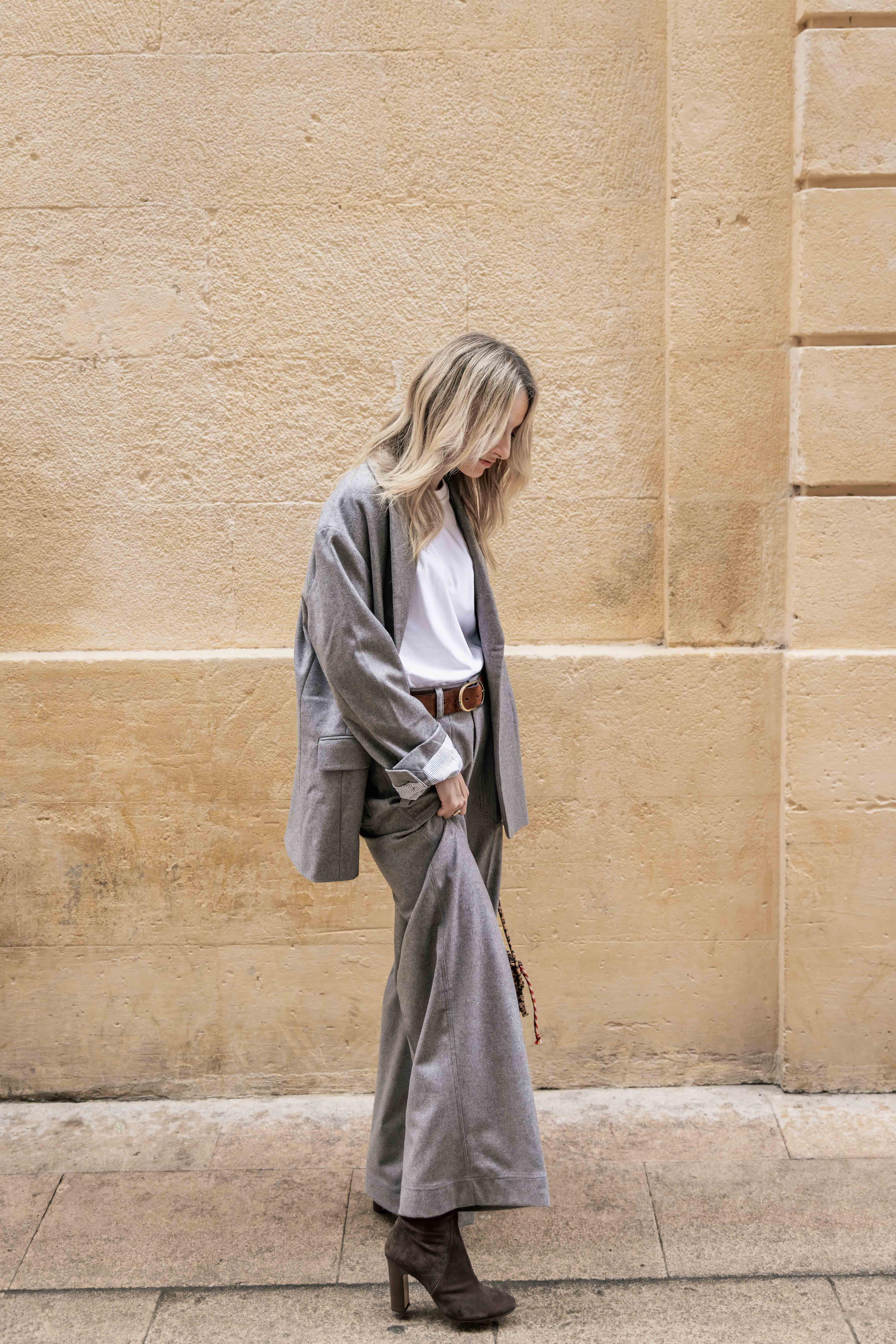 Pantalon large OLIVIER laine Taupe CHLOE STORA reste T40 !