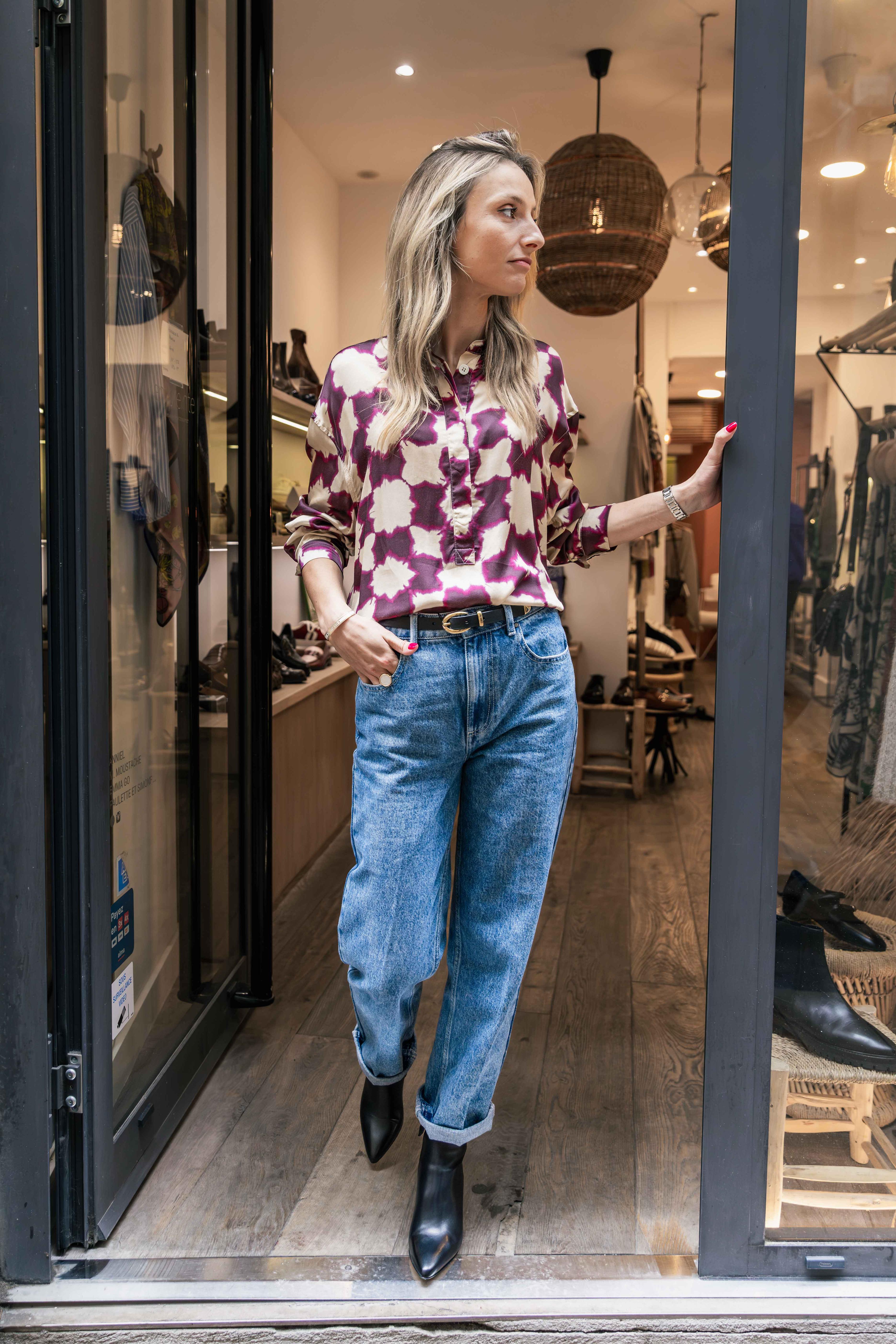 Chemise Tie & Dye Ecru/ Bordeaux CLAUDIE CHLOE STORA