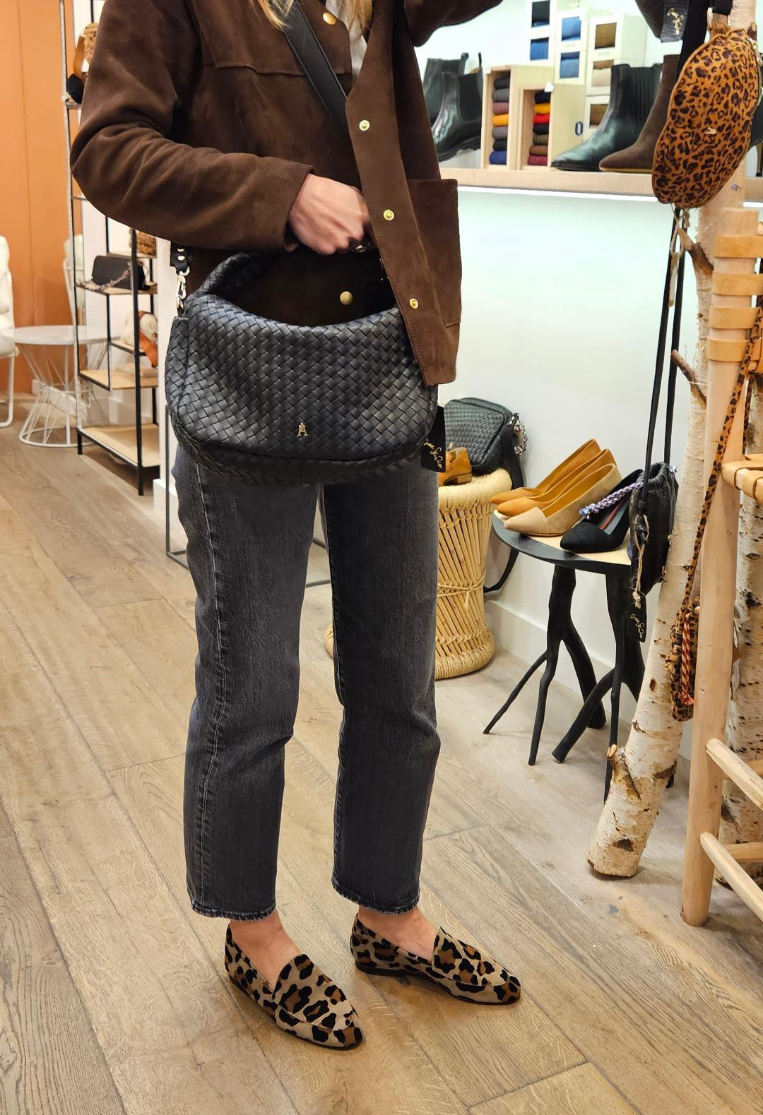 Mocassin LEOPARD GRIS ANTHRACITE 1927 CLEF ANNIEL