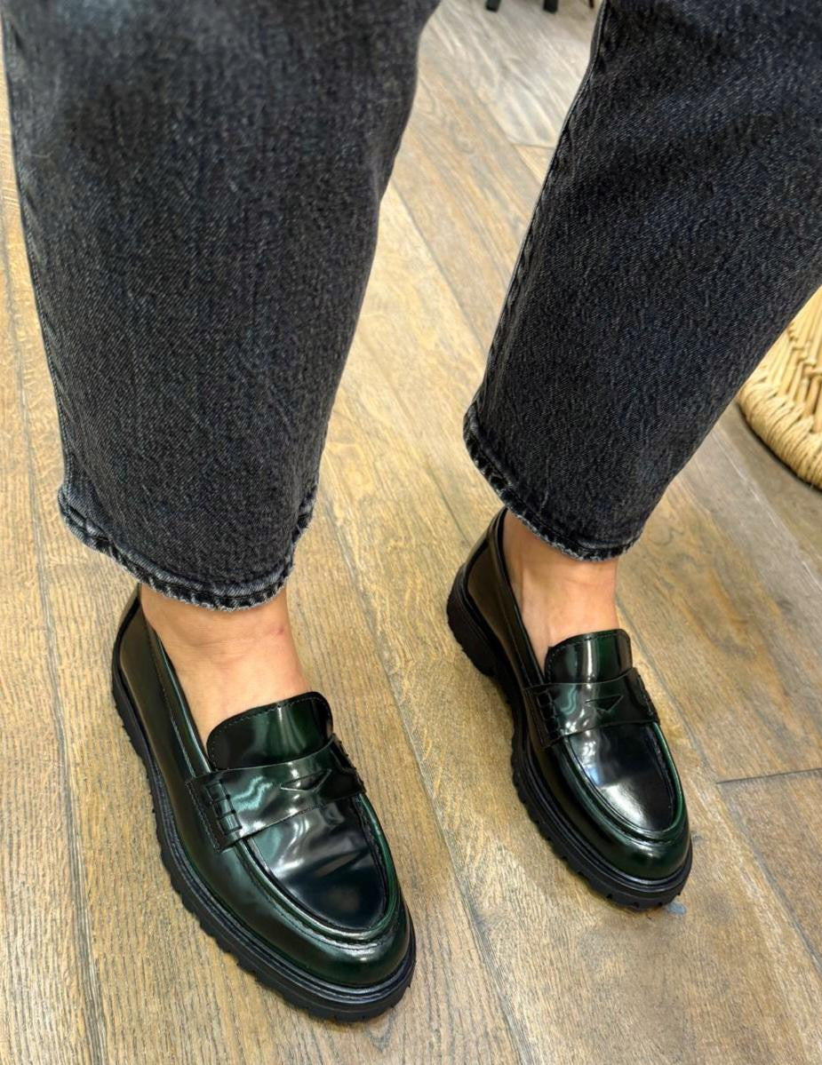 Mocassin D600 en cuir DOVER VERDE ELLA FLECS