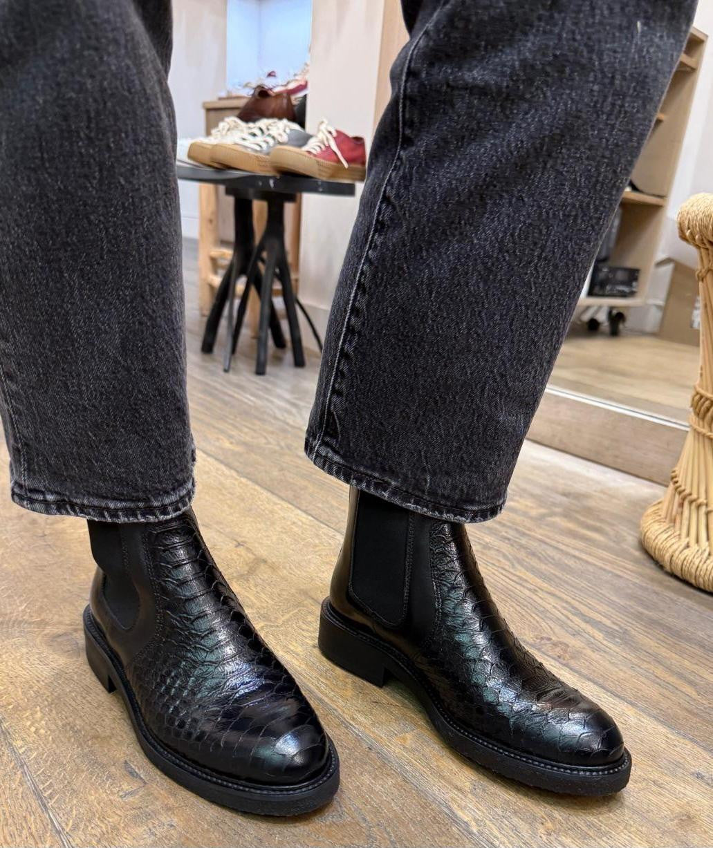 Bottine A7118 Black Python/ Black Croco BILLI BI Reste 36 !