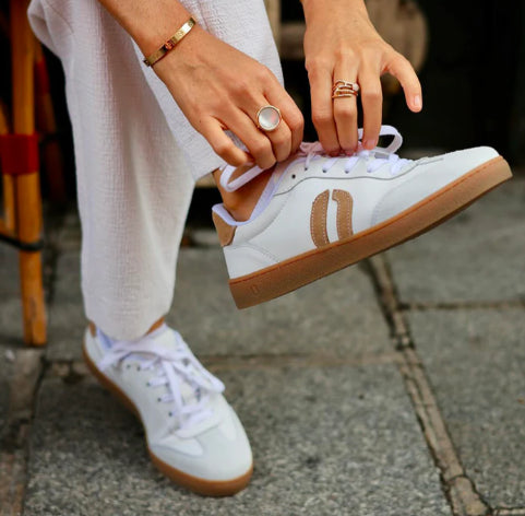 Basket LUCIA Cuir et Suède Blanc Beige ODAJE (ancien M MOUSTACHE)