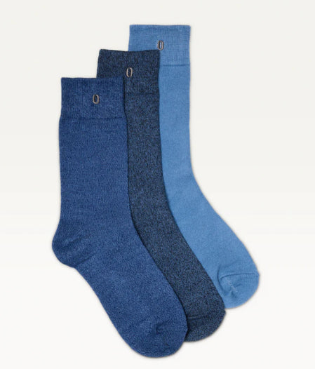 Pack de 3 chaussettes HOMME Chinées Bleu ODAJE ex M MOUSTACHE