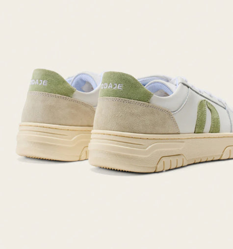 Baskets NORA Blanc Vert ODAJE (ancien M MOUSTACHE) !