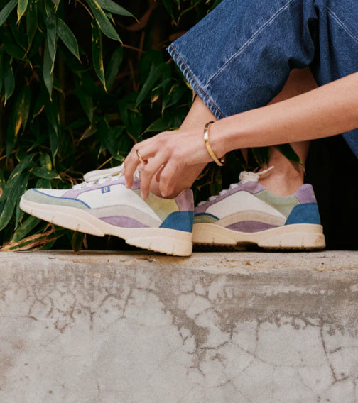 Basket Laura Suède et toile vert beige lilas ODAJE (ancien M MOUSTACHE)